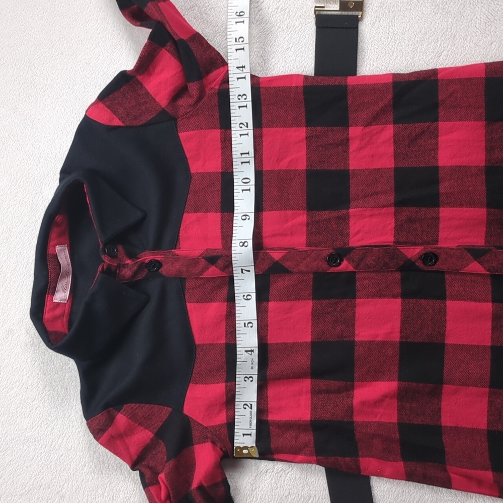 Miss Blumarine Girls Red Buffalo Plaid Amour Tunic Shirt Top Size 6 EU - Picture 8 of 12